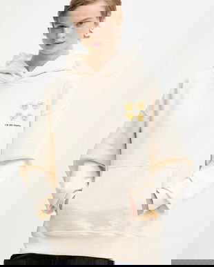 Barrow hanorac de bumbac culoarea bej, cu glugă, cu imprimeu, F5BWUAHS084