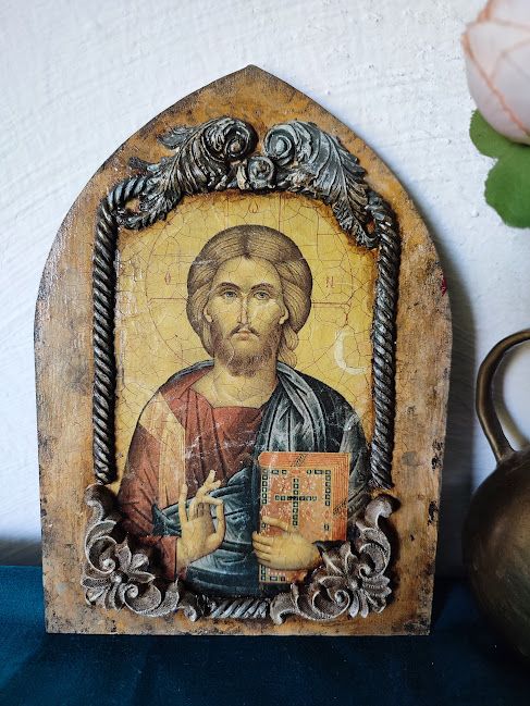 Icoană/Tablou cu Tematică Religioasă,Realizată Manual