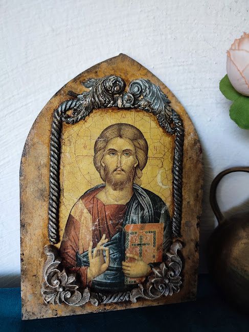 Icoană/Tablou cu Tematică Religioasă,Realizată Manual