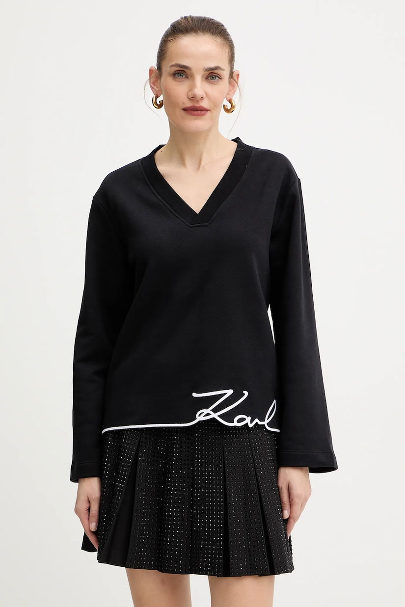 Karl Lagerfeld hanorac de bumbac culoarea negru, cu imprimeu, A4W20040