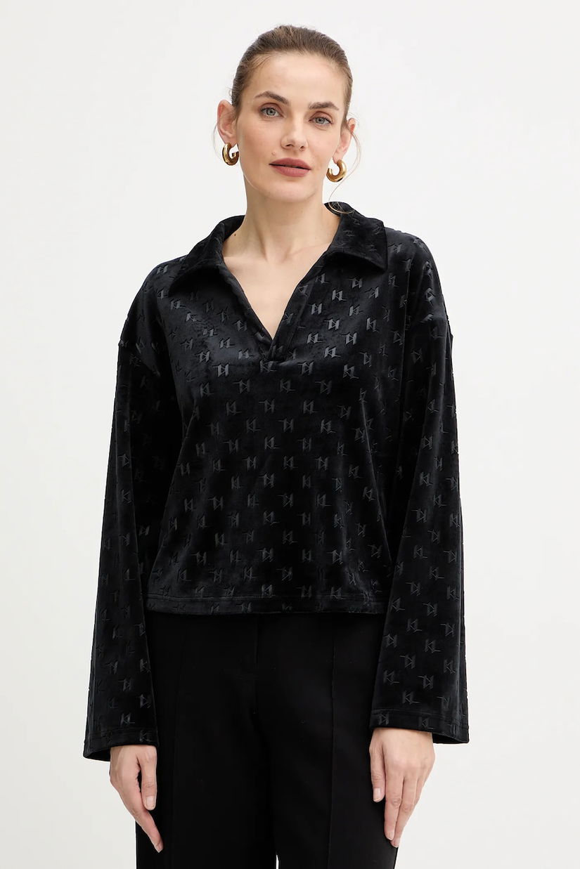 Karl Lagerfeld bluză culoarea negru, A4W44007