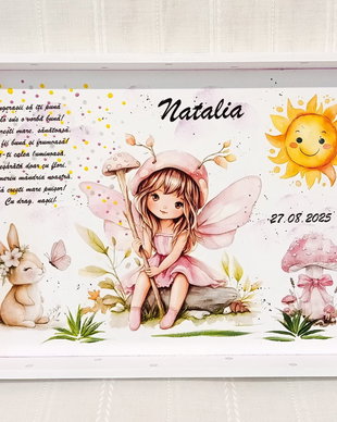 Tavita/set de mot fetita cu ciupercuță și iepuraș