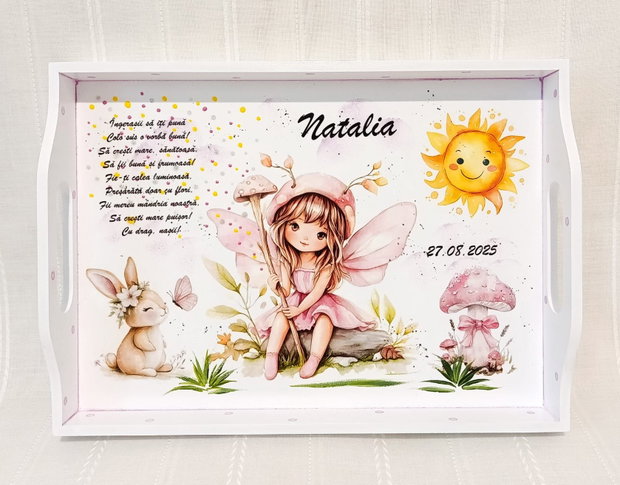 Tavita/set de mot fetita cu ciupercuță și iepuraș