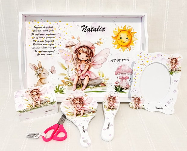 Tavita/set de mot fetita cu ciupercuță și iepuraș
