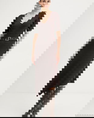 Karl Lagerfeld rochie culoarea maro, midi, mulata, A4W13026