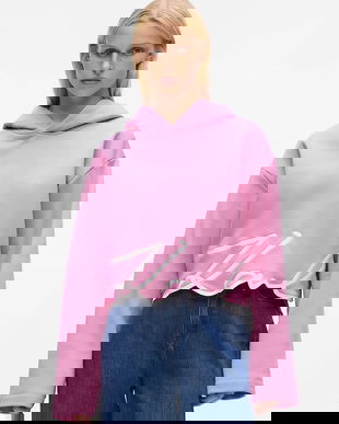 Karl Lagerfeld bluză culoarea roz, cu imprimeu, A4W20039