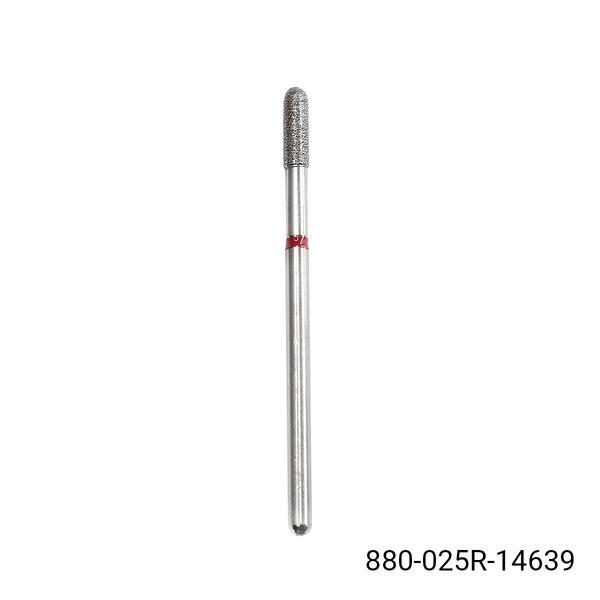 Bit de diamant pentru cuticule, cilindru rotunjit, brau roșu 880/025R