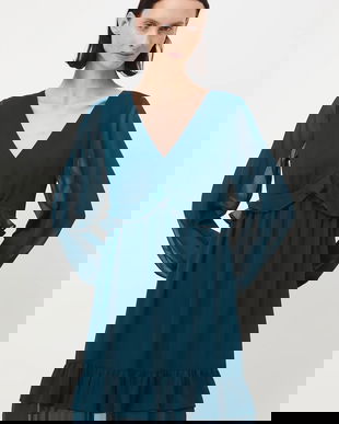 Medicine rochie culoarea turcoaz, mini, evazati