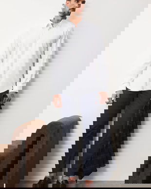 Medicine camasa culoarea alb, cu guler clasic, slim