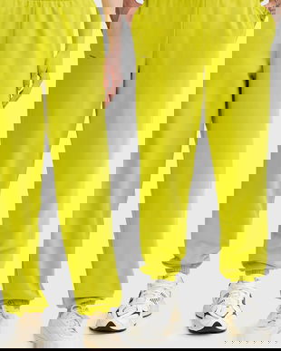 Pangaia pantaloni de trening din bumbac culoarea verde, uni, 10000295