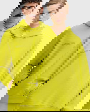 Pangaia hanorac de bumbac culoarea verde, cu glugă, uni, 10000180