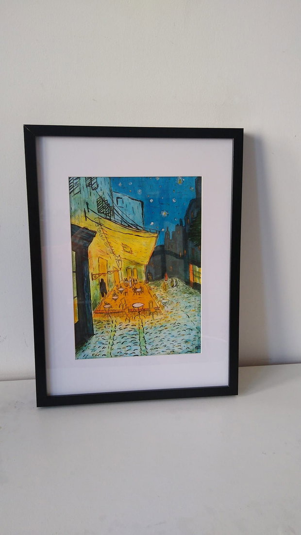 Pictura manuala Cafe Terrace By Night Van Gogh cu acrilic
