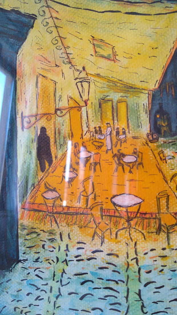 Pictura manuala Cafe Terrace By Night Van Gogh cu acrilic
