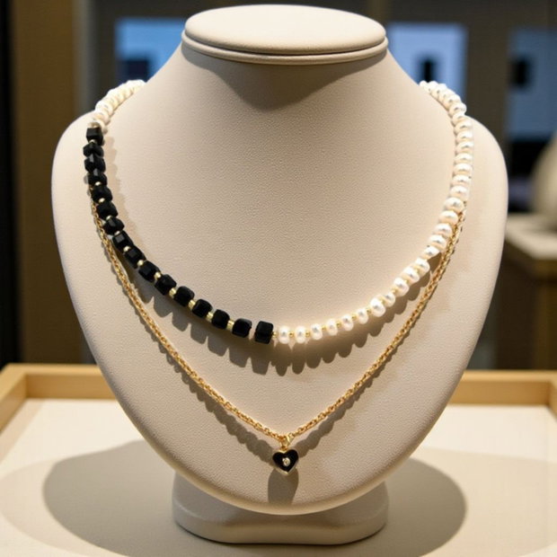 Set Colier - Pearls & Black Shadows