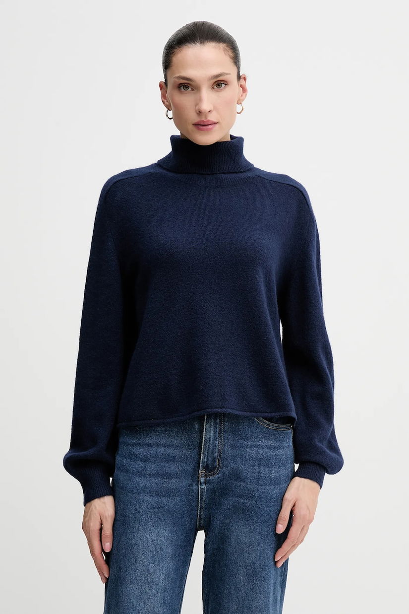 United Colors of Benetton pulover culoarea bleumarin, light, cu guler, 11CZD204F
