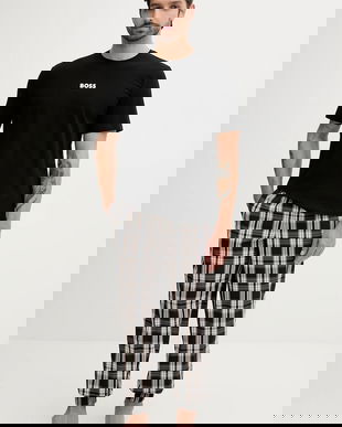 BOSS pijama culoarea negru, cu model, 50535875