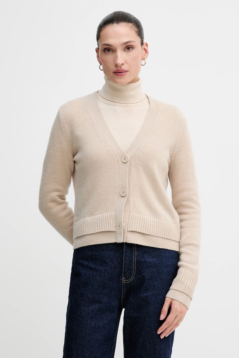 Sisley cardigan din amestec de lână culoarea bej, light, 122WL602S