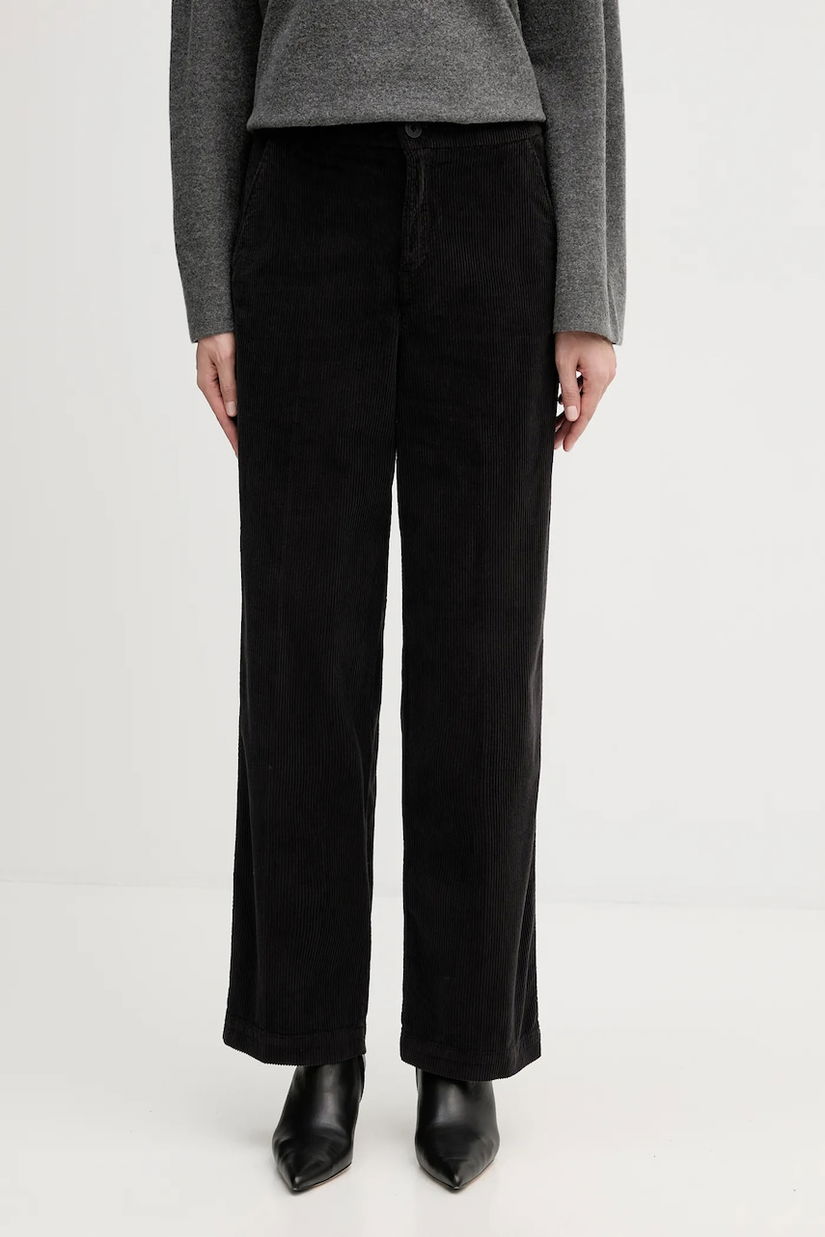 United Colors of Benetton pantaloni de catifea cord culoarea negru, drept, high waist, 4HA2DF07I