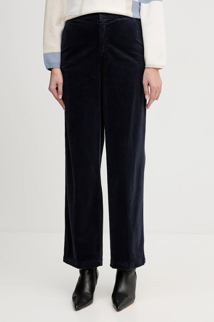 United Colors of Benetton pantaloni de catifea cord culoarea negru, drept, high waist, 4HA2DF07I