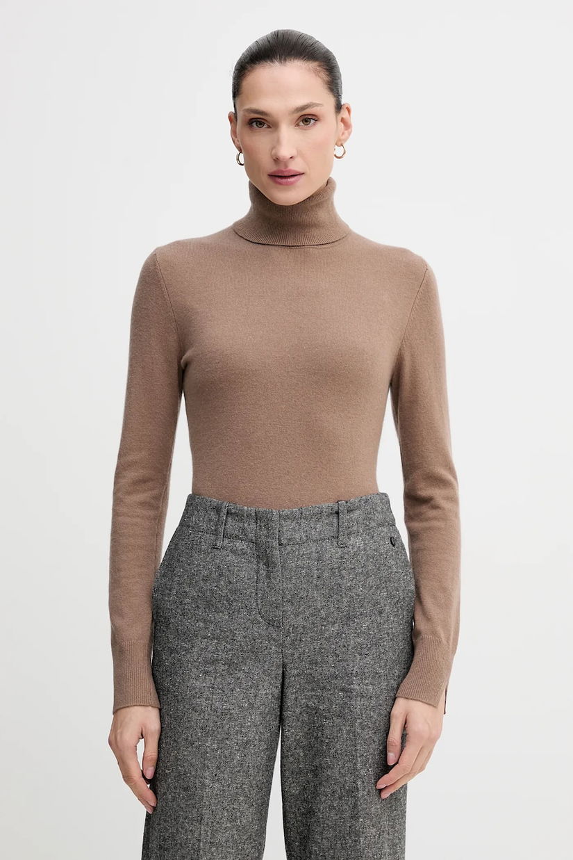 Sisley pulover din amestec de lână culoarea gri, light, cu guler, 102HM2174