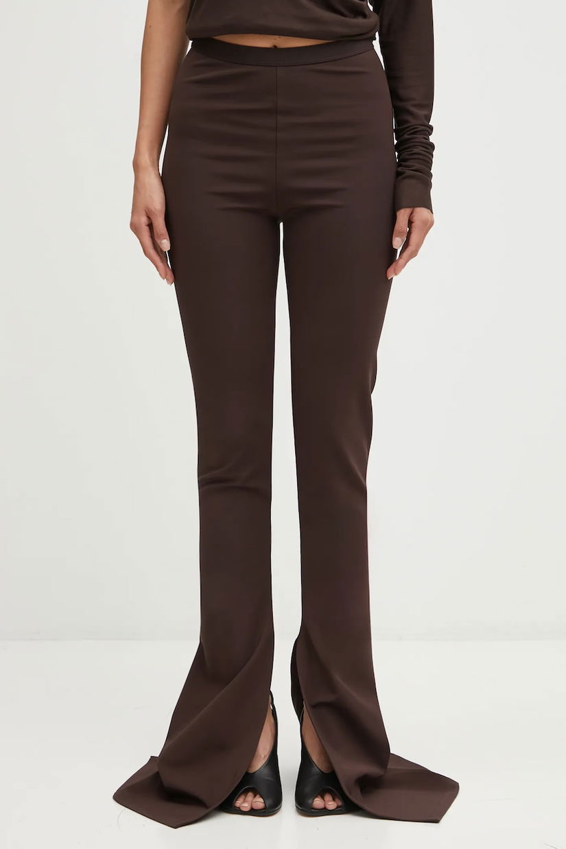 Rick Owens Lilies pantaloni Carmen culoarea maro, evazați, high waist, LI02E3331.JCVS