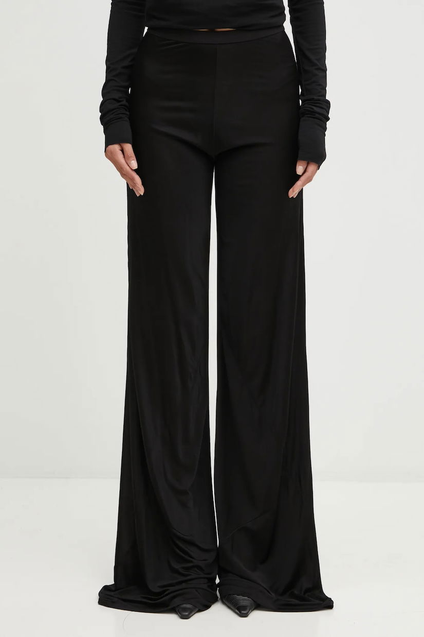 Rick Owens Lilies pantaloni Bias culoarea negru, lat, high waist, LI02E3334.JVS