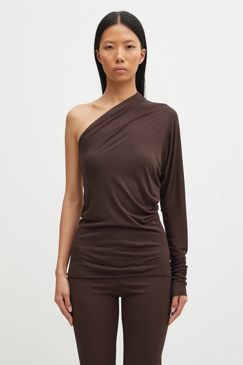 Rick Owens Lilies bluză Diana culoarea maro, uni, LI02E3220.RV