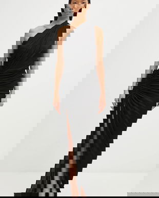 Rick Owens Lilies rochie Avra Gown culoarea negru, maxi, mulată, LI02E3505.JVS