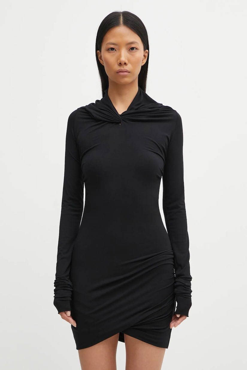 Rick Owens Lilies rochie cu cașmir Kairo culoarea negru, mini, mulată, LI02E3568.JBWS