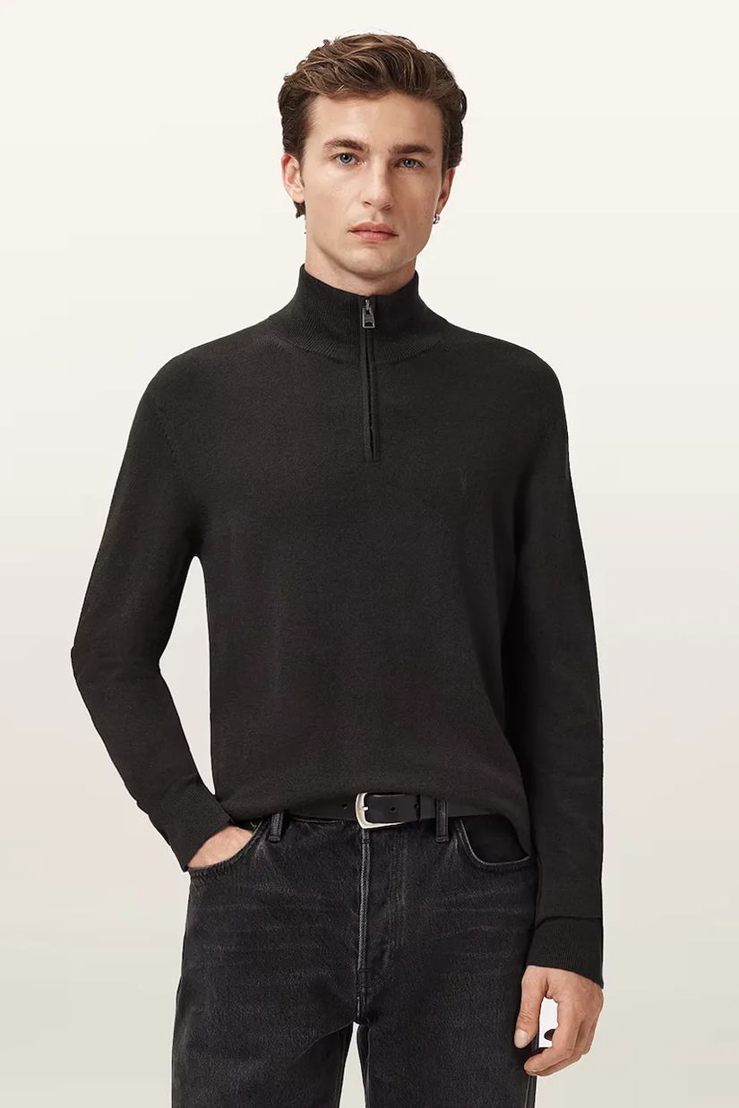 AllSaints pulover din amestec de lână KILBURN culoarea bordo, cu turtleneck, M068KD