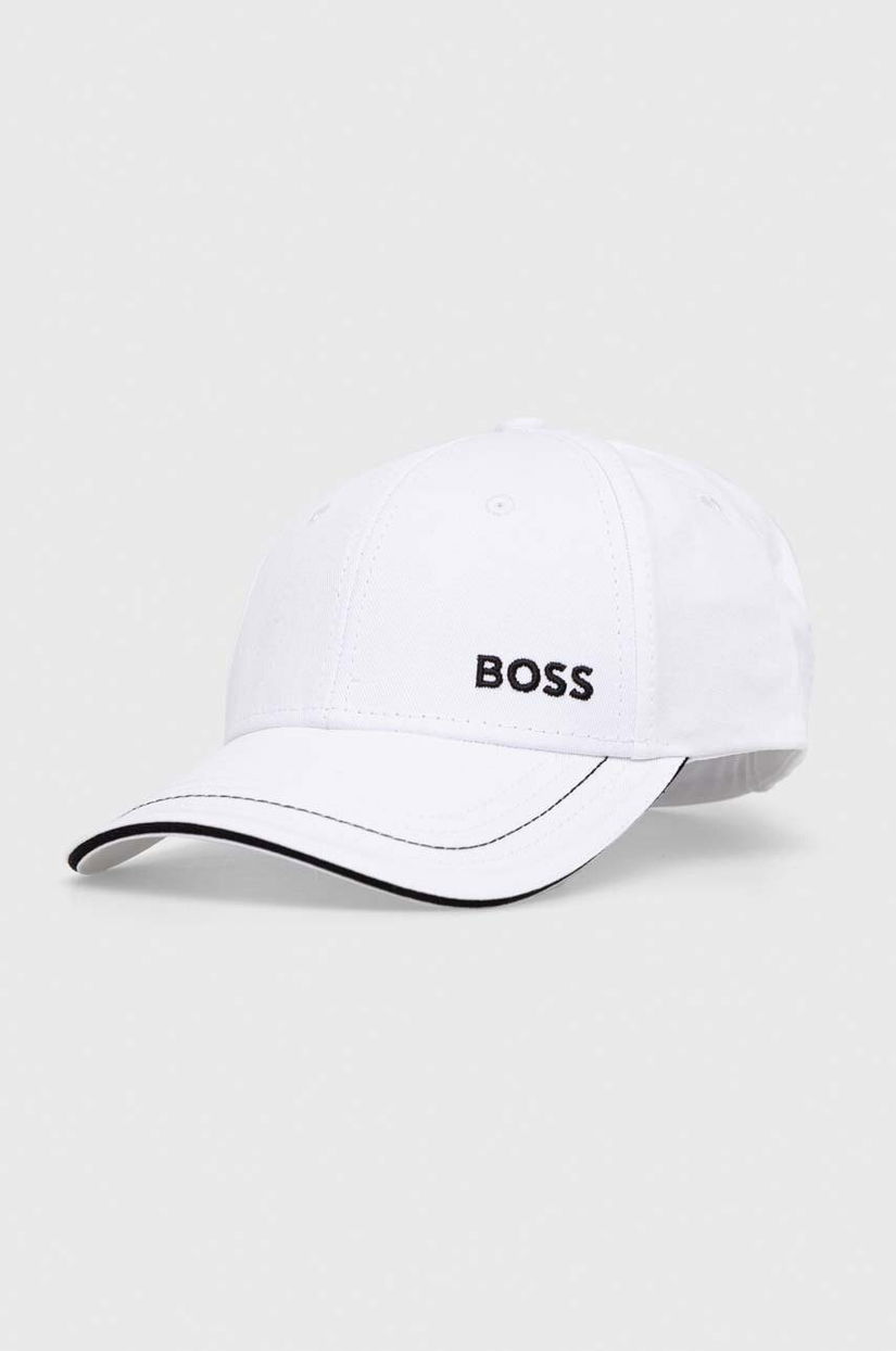 BOSS șapcă de baseball din bumbac GREEN culoarea alb, uni 50492716
