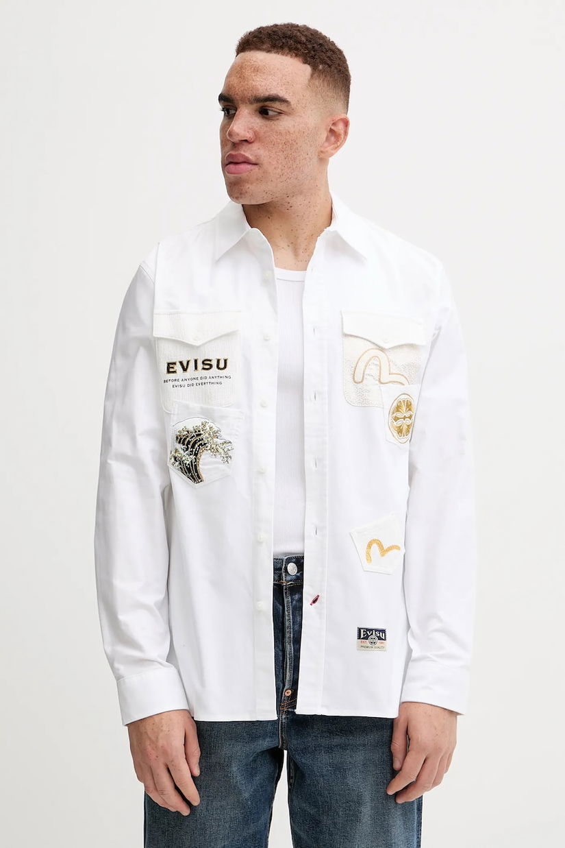 Evisu cămașă din bumbac Evisu Logos & Wave Emb