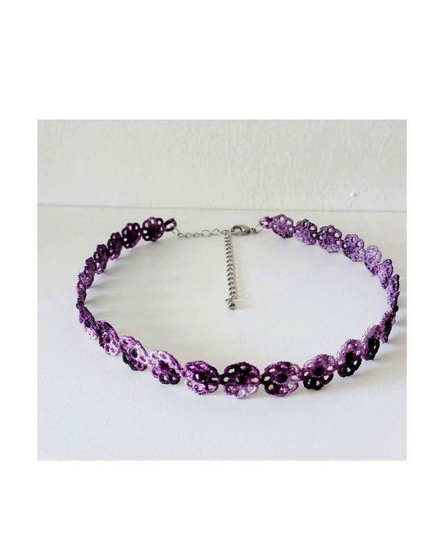 Colier Choker Mov Degrade cu Cristale Brodat