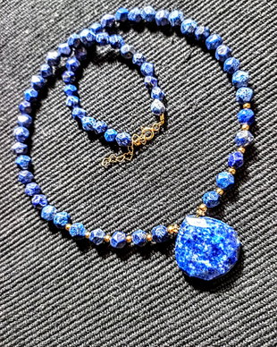 Colier vermeil lapis lazuli argint placat cu aur brioleta clasic trendy - Transport gratuit