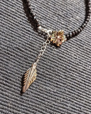Bratara argint spinel negru sidef gravat floare frunza minimalista boho chic trendy - Transport gratuit