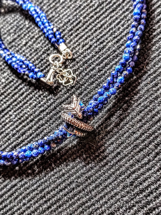 Colier argint X3 lapis lazuli charm argint dragon minimalist boho chic trendy - Transport gratuit