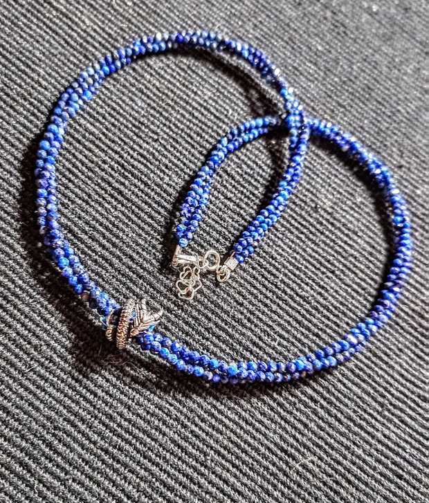 Colier argint X3 lapis lazuli charm argint dragon minimalist boho chic trendy - Transport gratuit