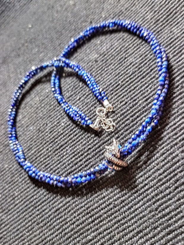 Colier argint X3 lapis lazuli charm argint dragon minimalist boho chic trendy - Transport gratuit