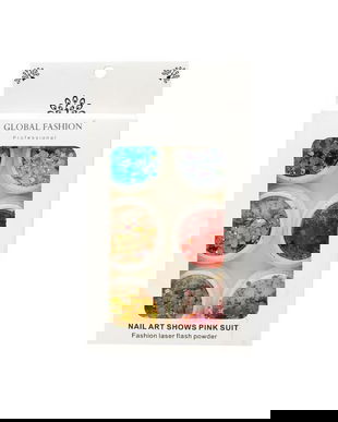 Set 6 decoratiuni, Paiete multicolore pentru unghii