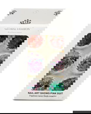 Set 6 decoratiuni, Paiete multicolore pentru unghii