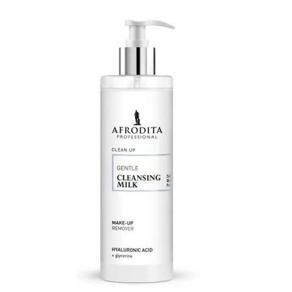 Lapte Demachiant cu Acid Hialuronic pentru Toate Tipurile de Ten - Cosmetica Afrodita Clean Up Gentle Cleansing Milk Make-up Remover, 190 ml