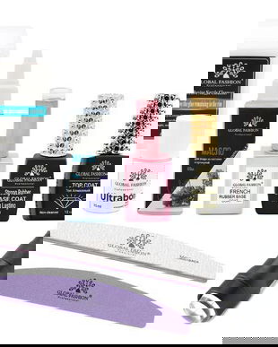 Set Manichiura Fashion varianta 1 (Servetele, Cleanser, Ultrabond, Base, French Rubber, Oja 8 ml, Top 12 ml, Lanterna, Buffer)