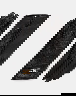 Elisabetta Franchi manusi de piele culoarea negru, GU05R56E2