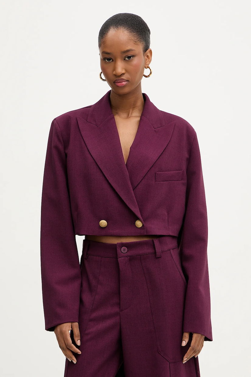 Haveone sacou culoarea bordo, cu doua randuri de nasturi, uni, JSO-P014
