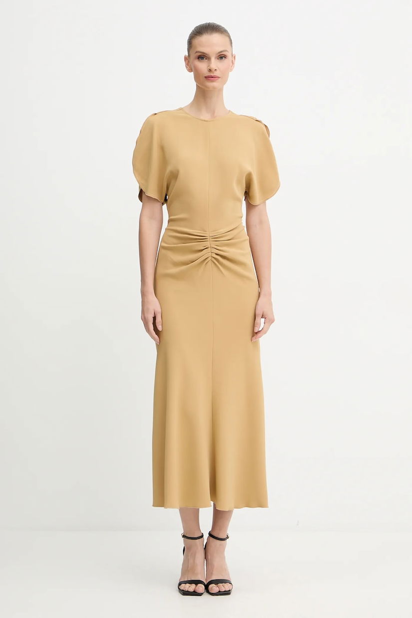 Victoria Beckham rochie culoarea verde, midi, evazati, 1425WDR005227C