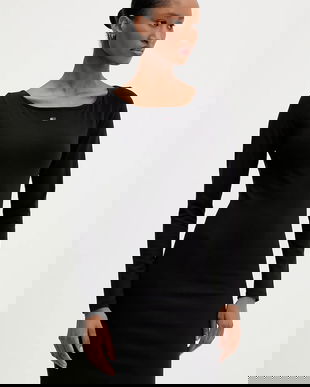 Tommy Jeans rochie culoarea negru, mini, mulata, DW0DW21493