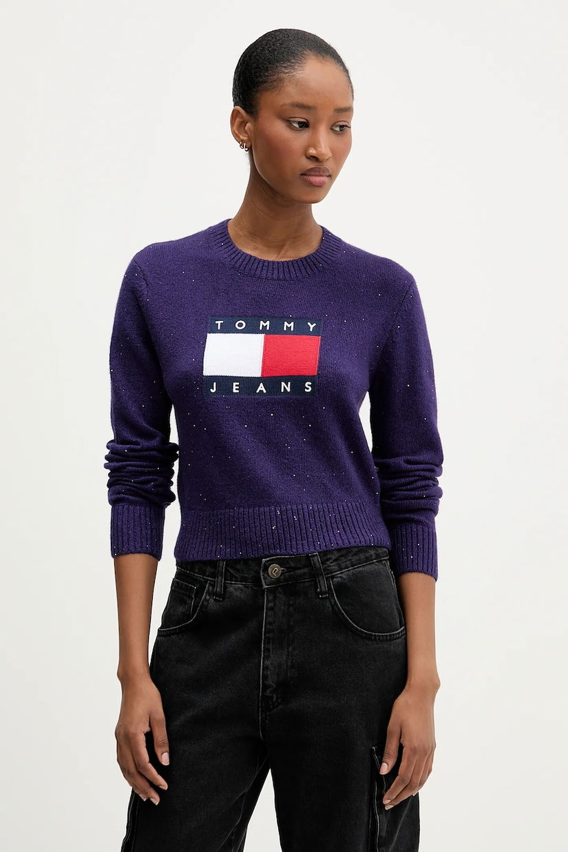 Tommy Jeans pulover culoarea violet, DW0DW21690