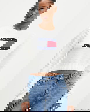 Tommy Jeans pulover culoarea bej, DW0DW21690