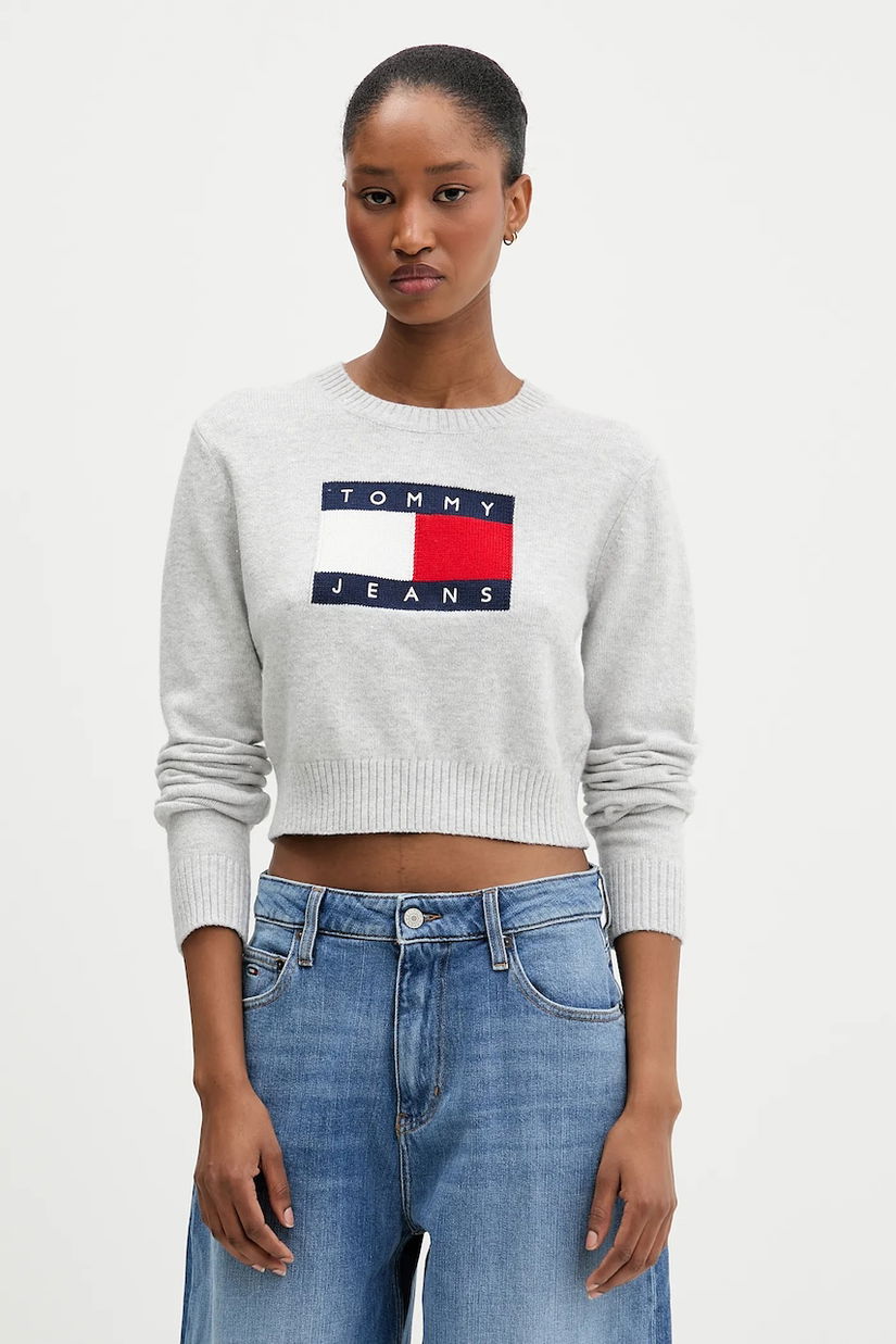 Tommy Jeans pulover culoarea gri, DW0DW21690