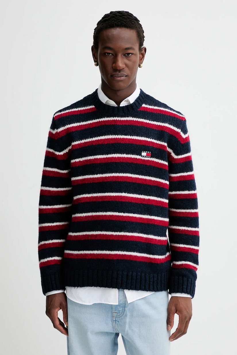 Tommy Jeans pulover din amestec de alpaca culoarea bleumarin, călduros, DM0DM22109